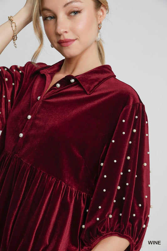 Wine Velvet Tiered Tunic