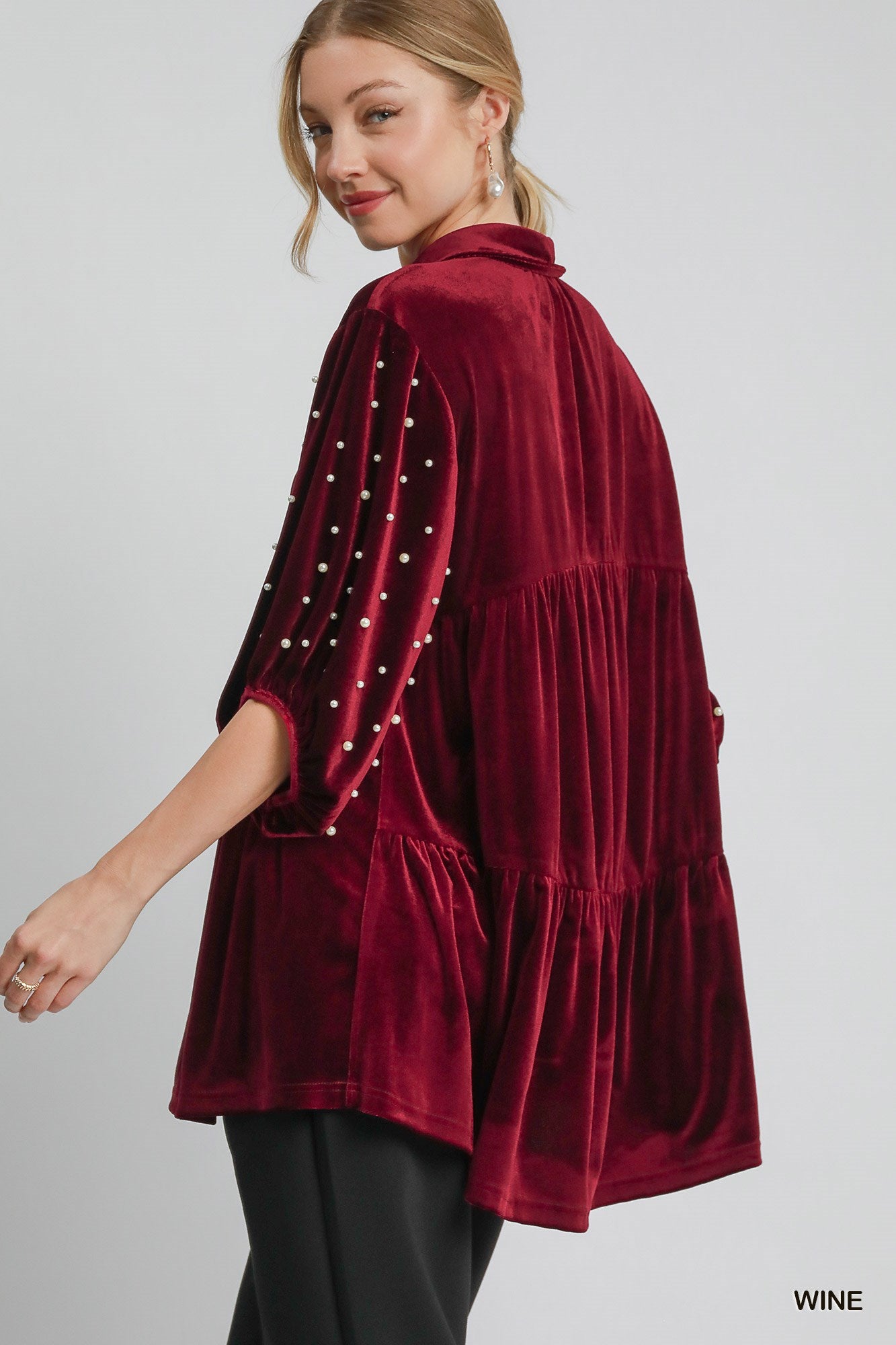 Wine Velvet Tiered Tunic