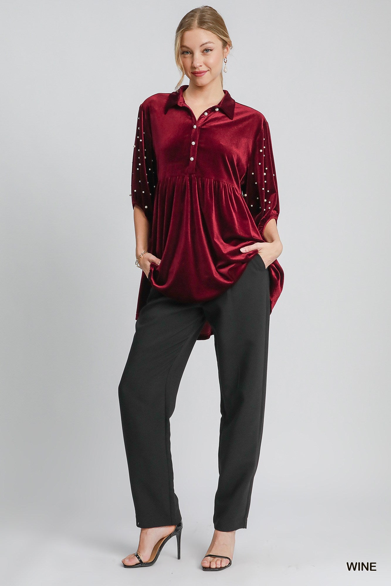 Wine Velvet Tiered Tunic