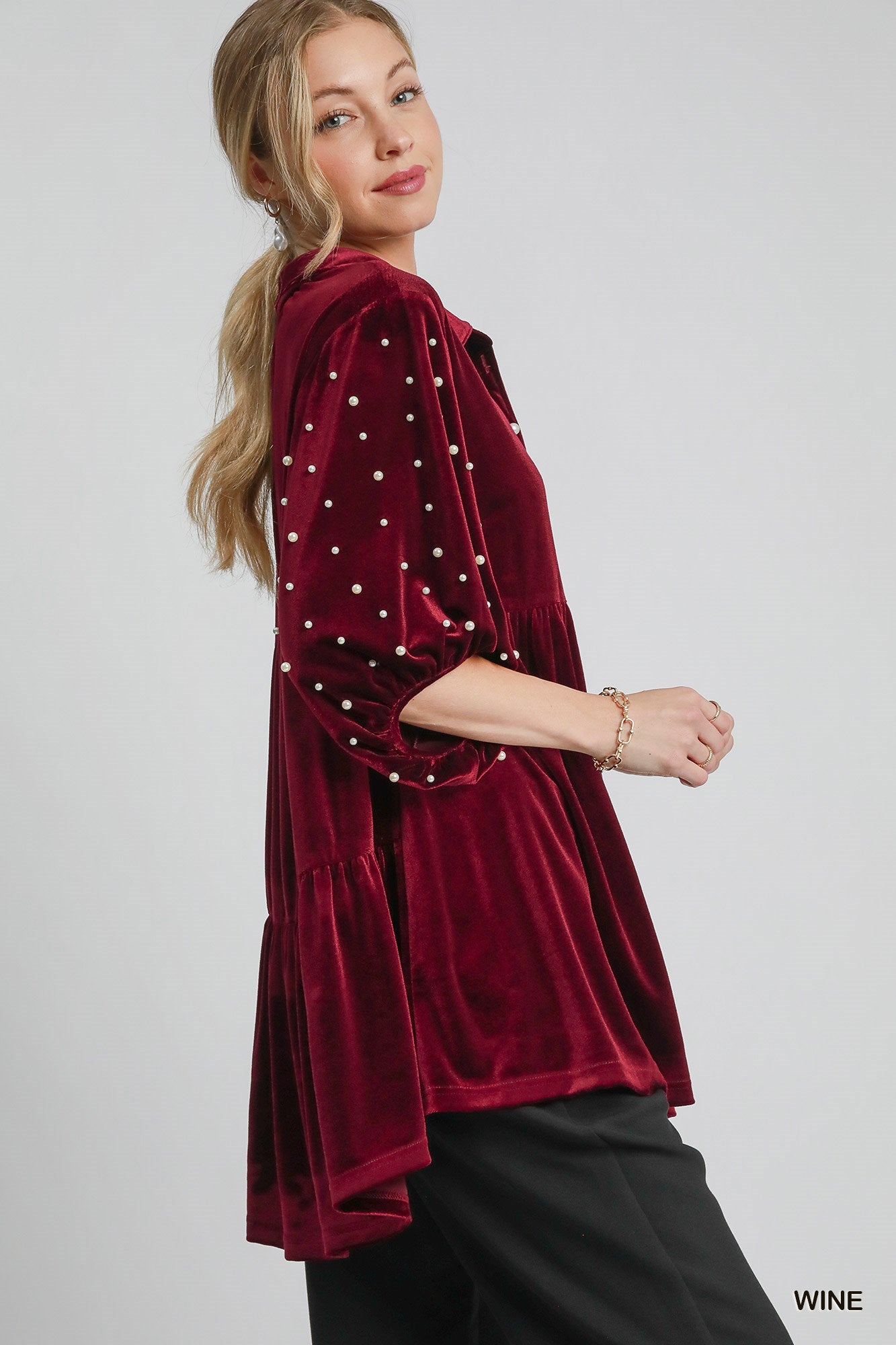 Wine Velvet Tiered Tunic