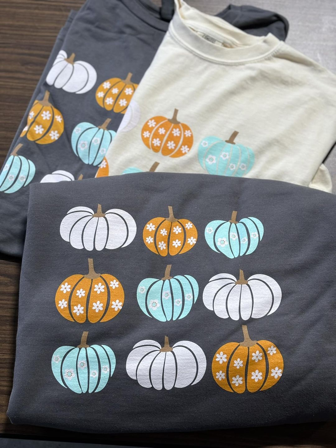 Pastel Pumpkins Charcoal Crew