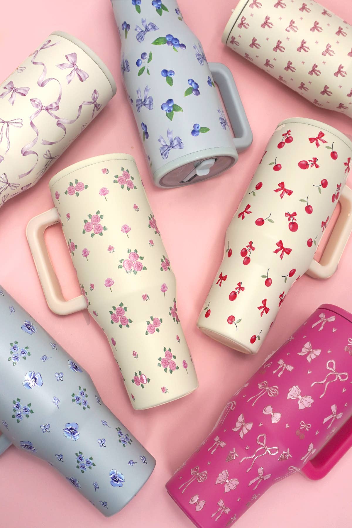 40oz Spill Free Travel Tumbler--Flower Dusty Blue