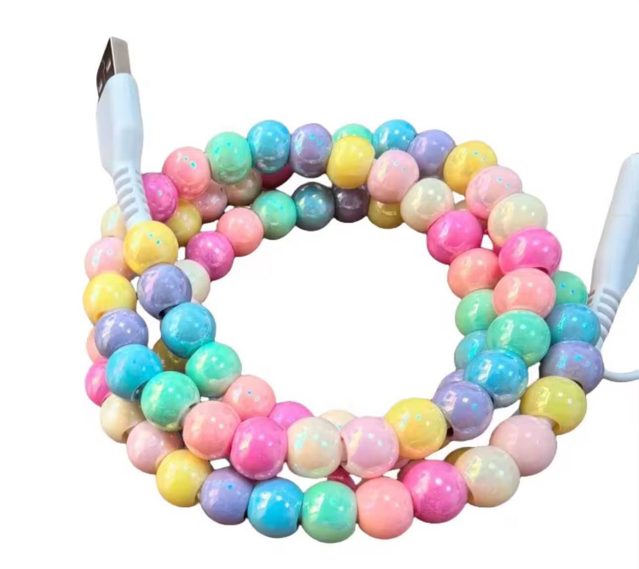 Dual Plug Beaded Phone Charger (MULTIPLE COLORS)