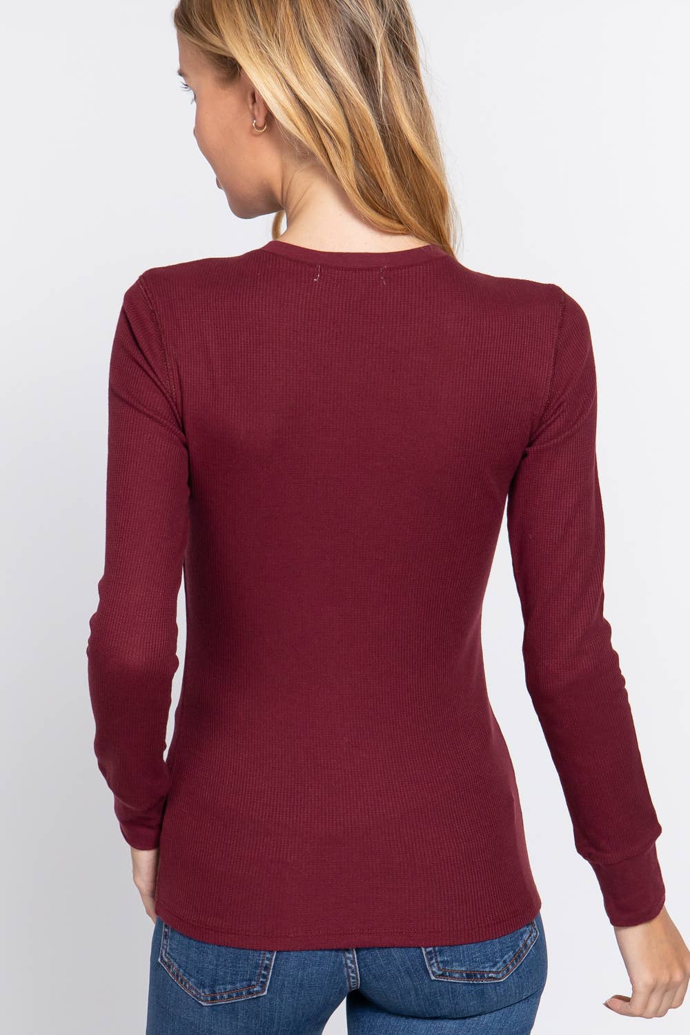 Long Sleeve Crew Neck Thermal Knit Top