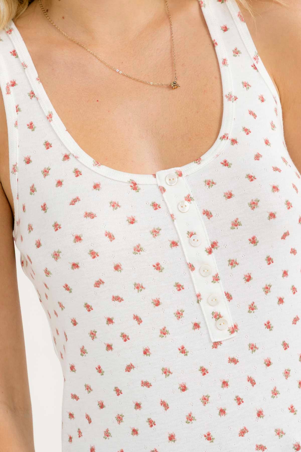 Floral Henley Tank Top