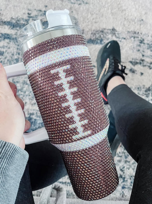 Football Rhinestone Sports Tumbler