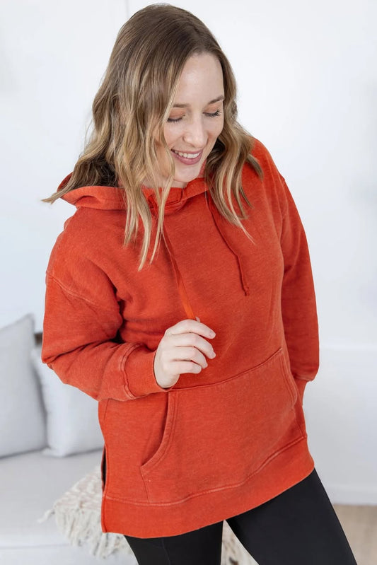 Vintage Wash Hoodie--Rust