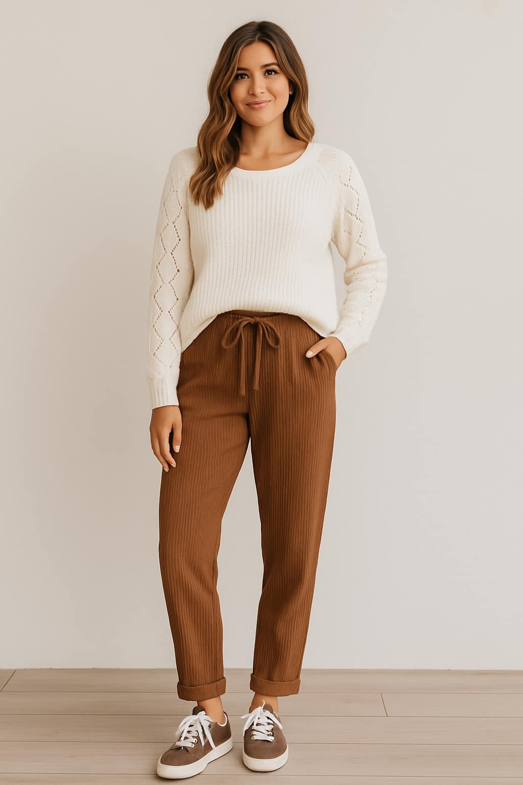 Chestnut Elastic Corduroy Pants