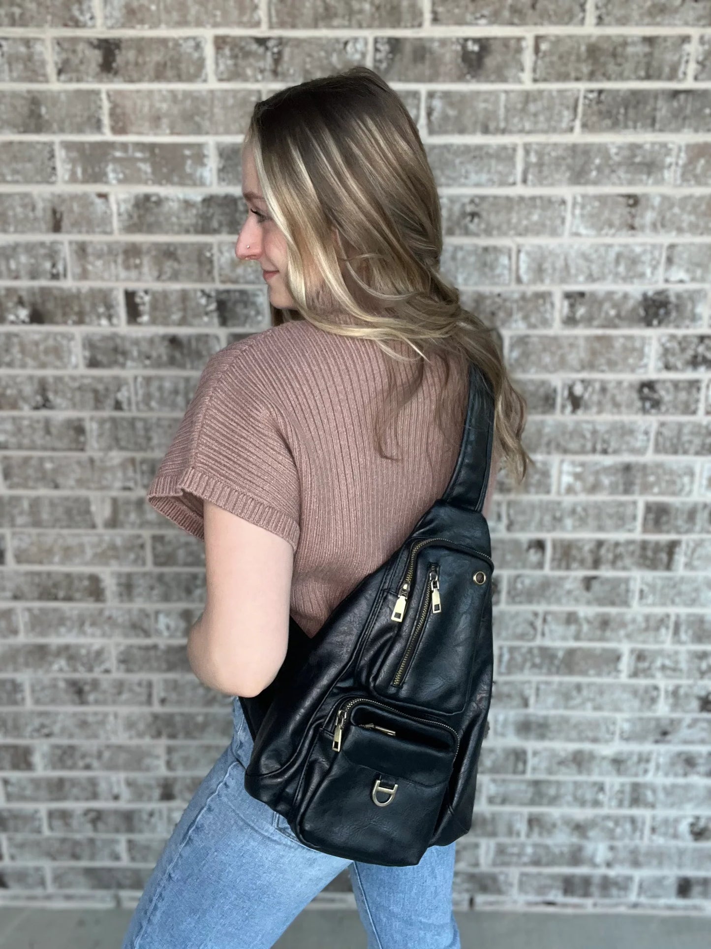 Mallory Sling Bag (Gray and Black)