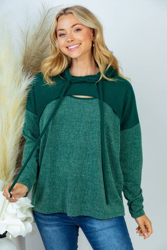 Emerald Long Sleeve Solid Knit Top (Plus only)