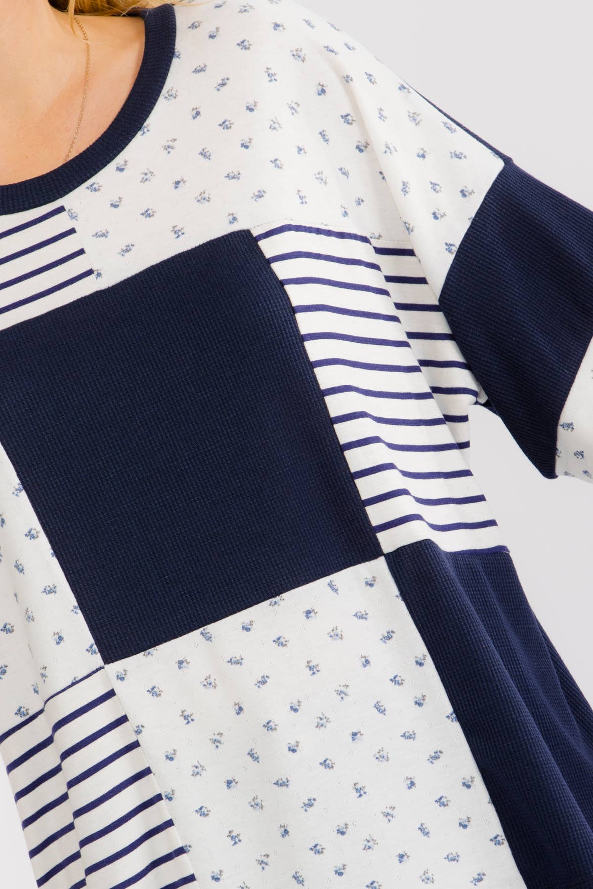 Patchwork Contrast Knit Top