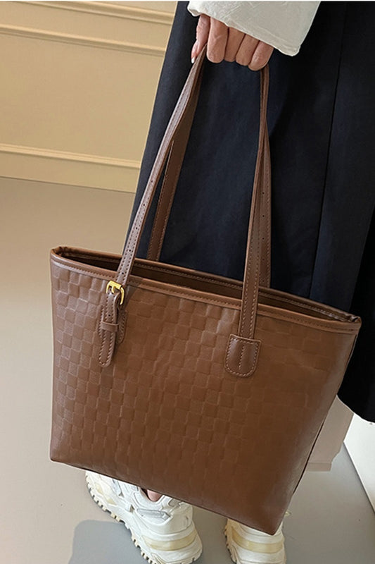 Brown Large Capacity Woven City Tote Bag