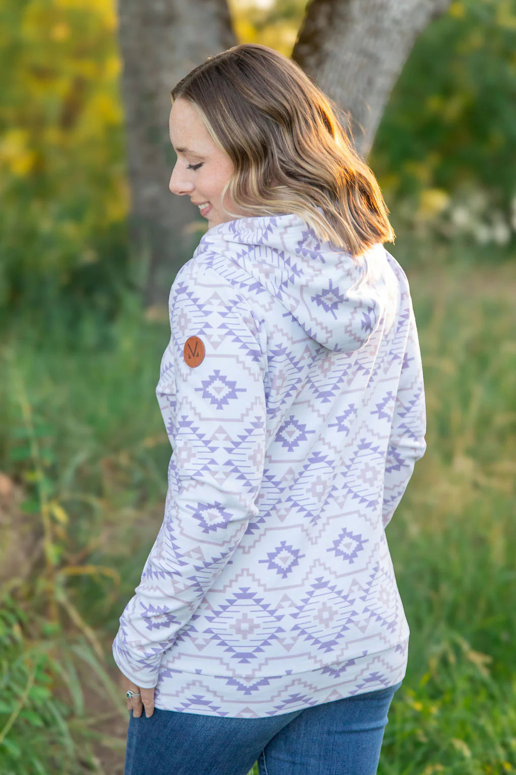 Ashley Hoodie-- White Geometric