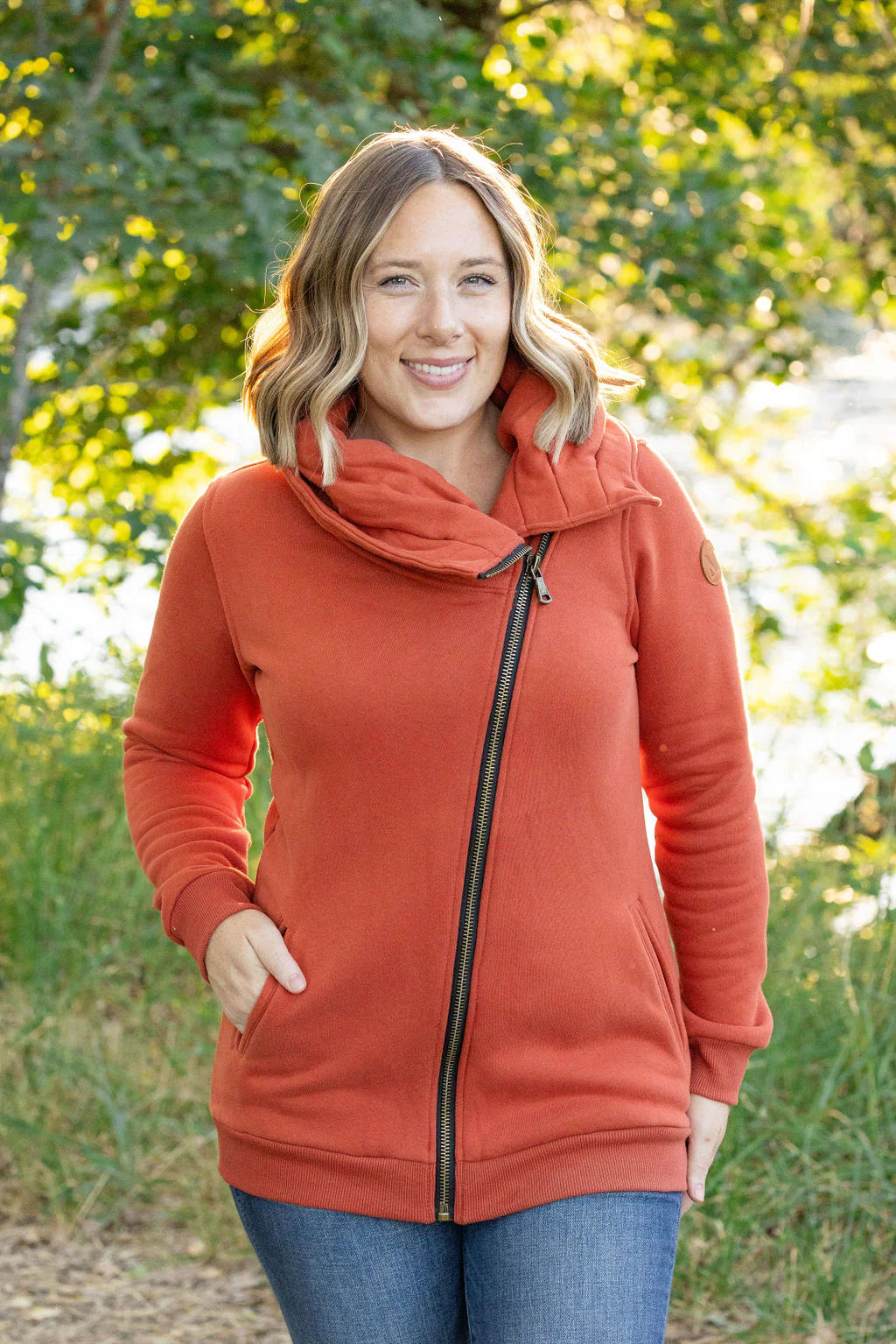 Quinn Zip-Up Cowl--Pumpkin