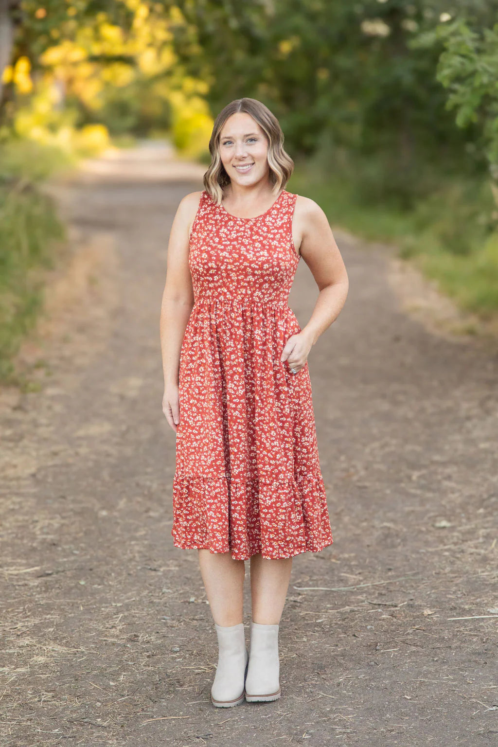 Bailey Dress--Rust Floral