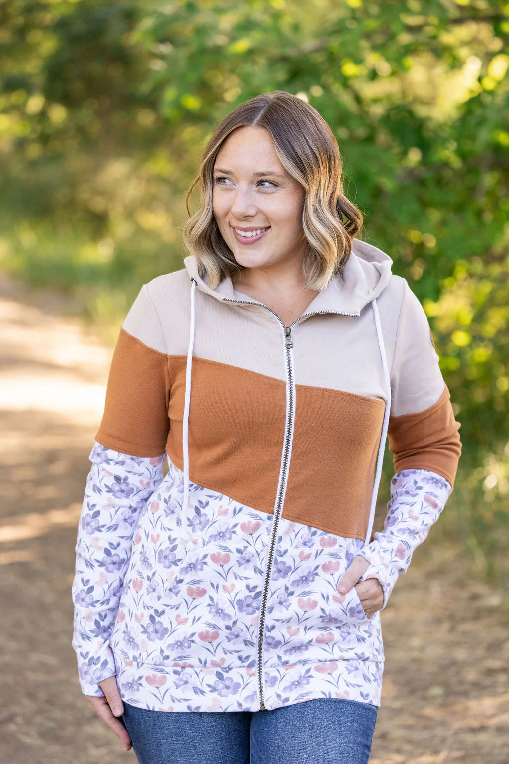 Colorblock Fullzip-- Harvest Floral Mix