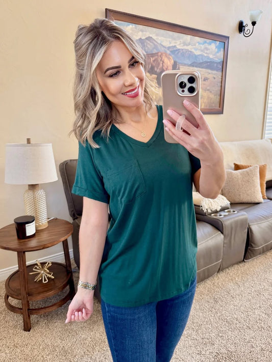 Sophie Pocket Tee--Hunter Green