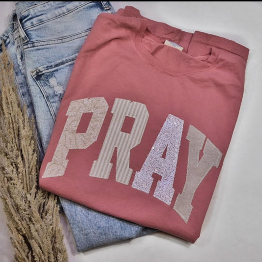 PRAY Multi-Fabric Applique Tee