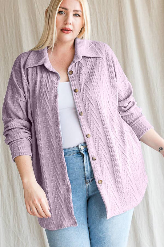 Plus Lilac Cable Knit Jacket