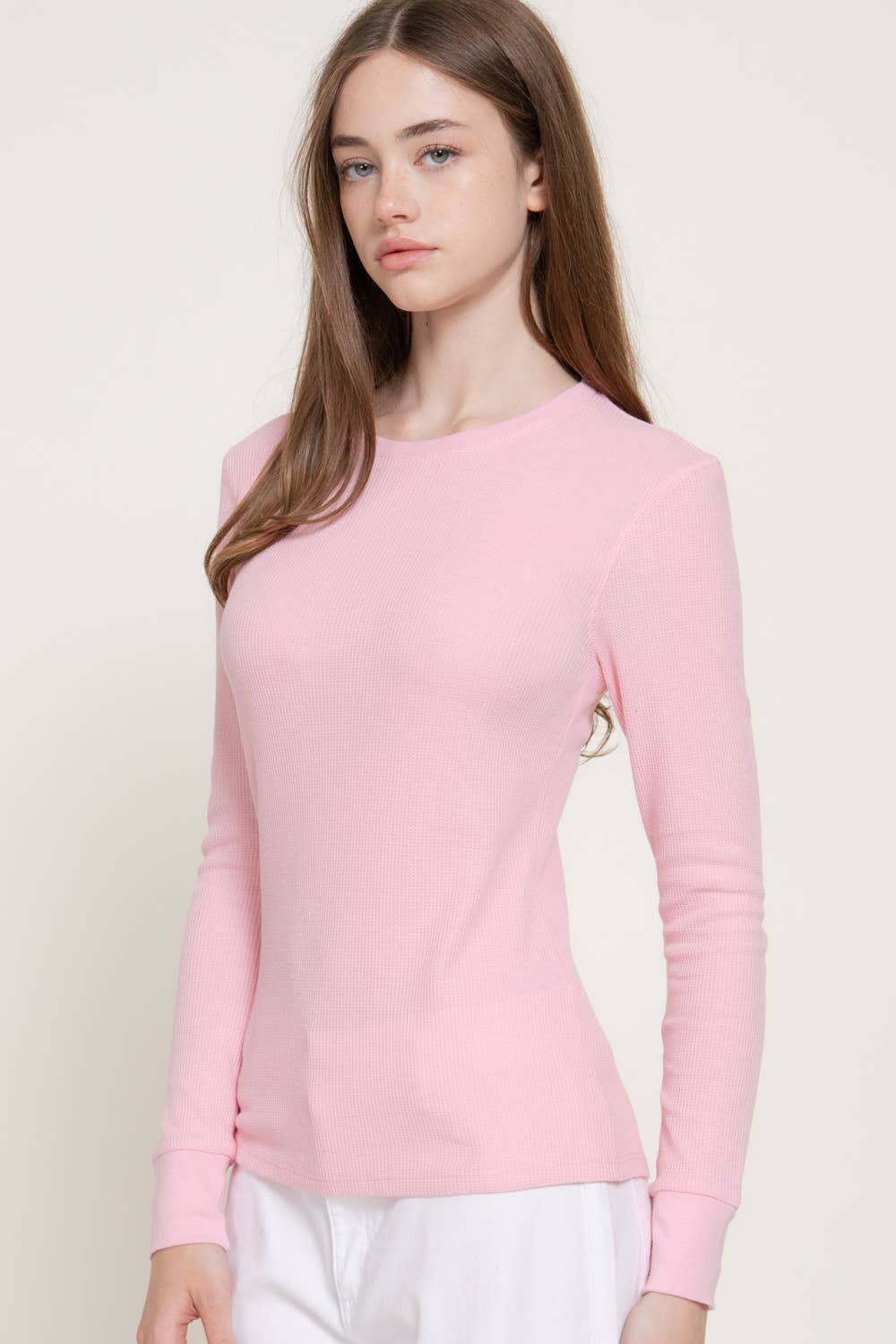 Long Sleeve Crew Neck Thermal Knit Top