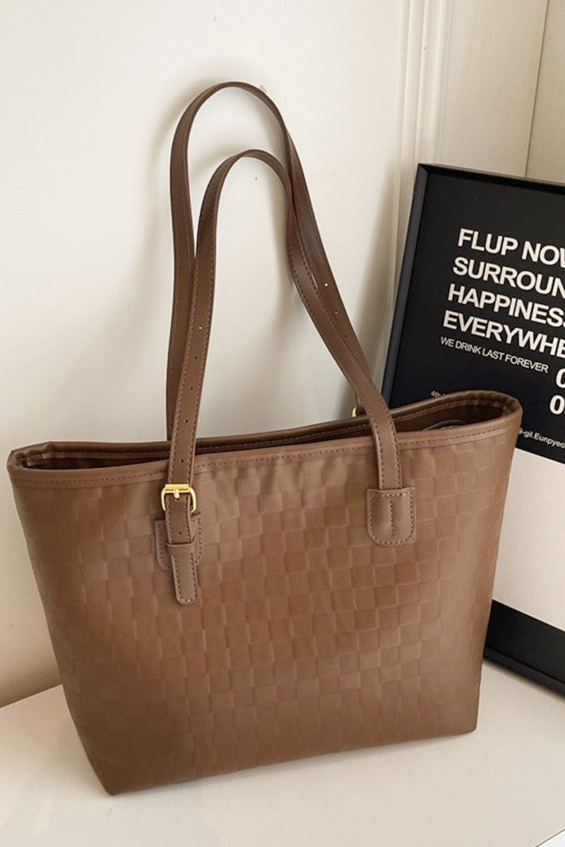 Brown Large Capacity Woven City Tote Bag