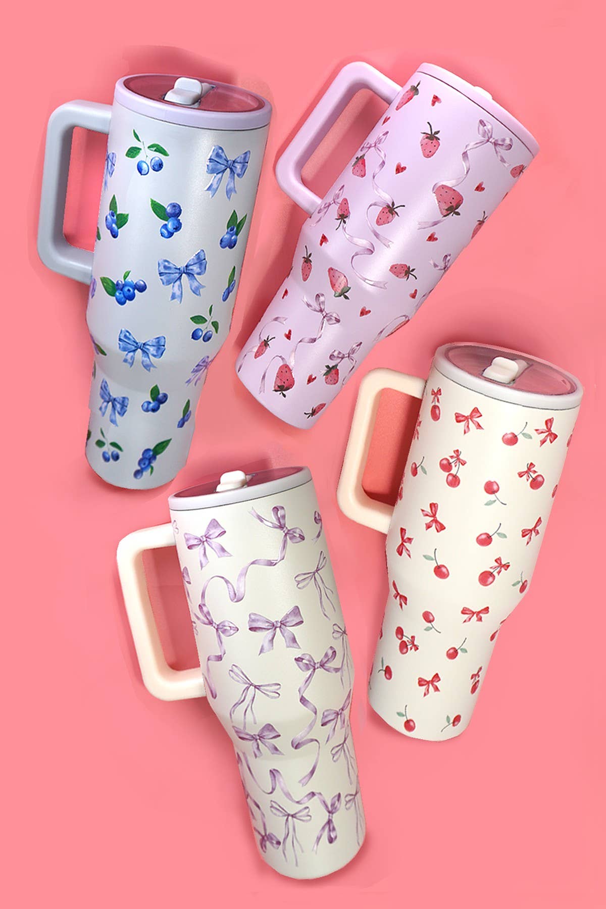 40oz Spill Free Travel Tumbler--Strawberry Pink