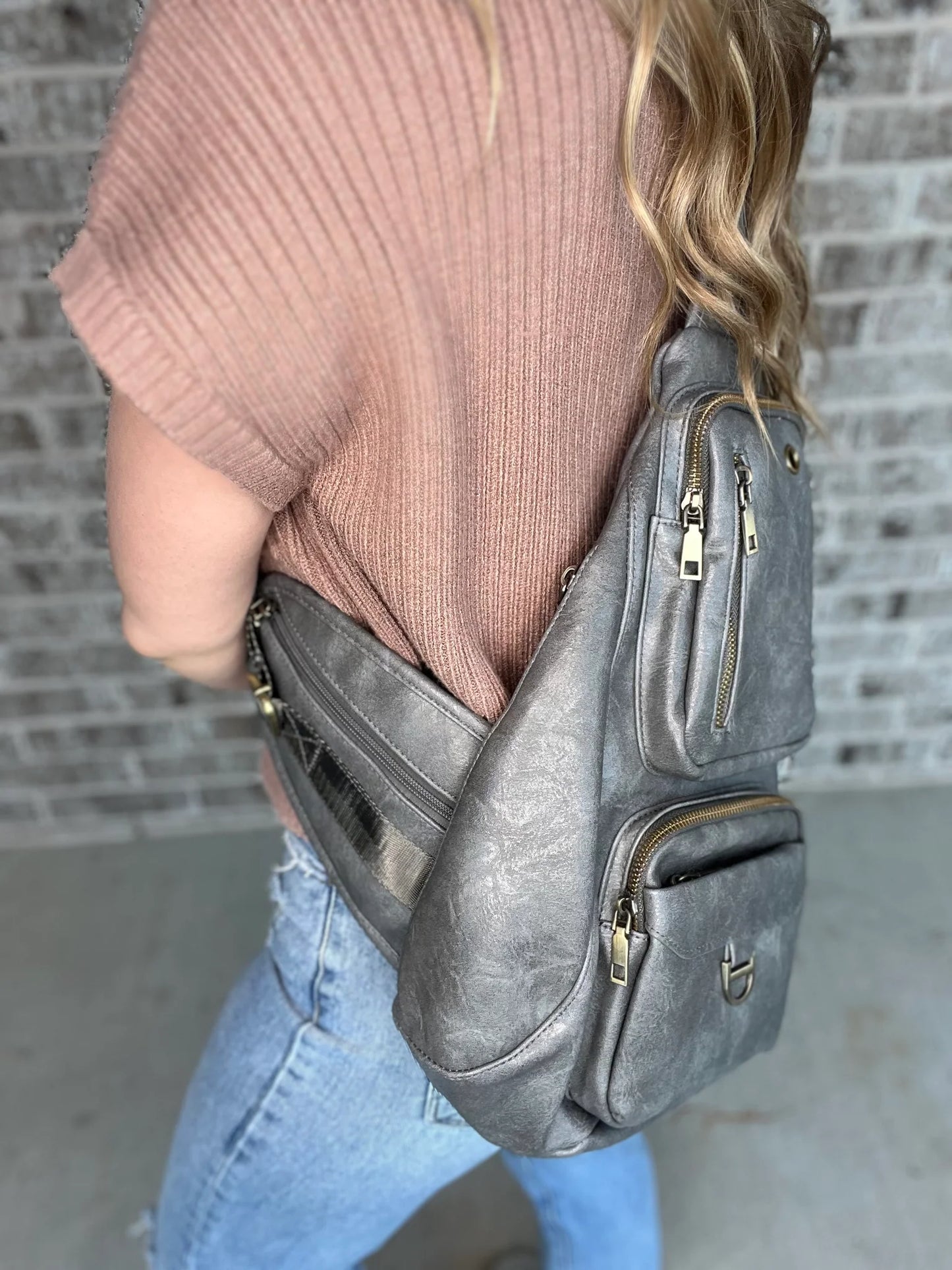 Mallory Sling Bag (Gray and Black)