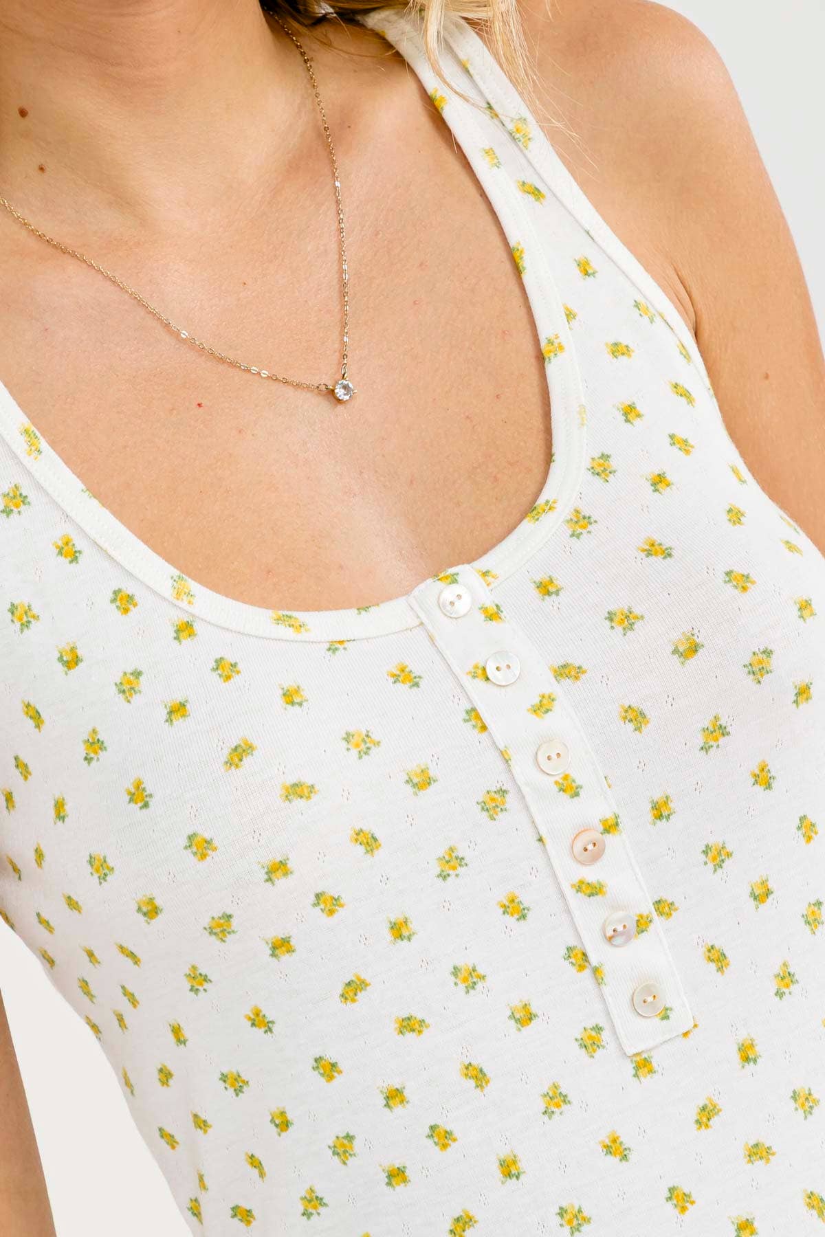 Floral Henley Tank Top