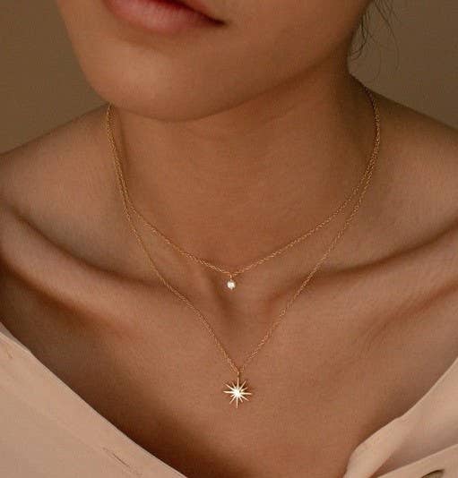 Layered Rhinestone and Starburst Necklace