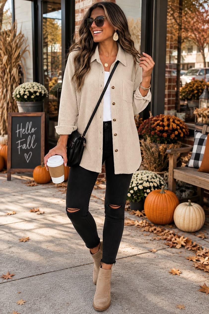 Oatmeal Ellison Waffle Button Down