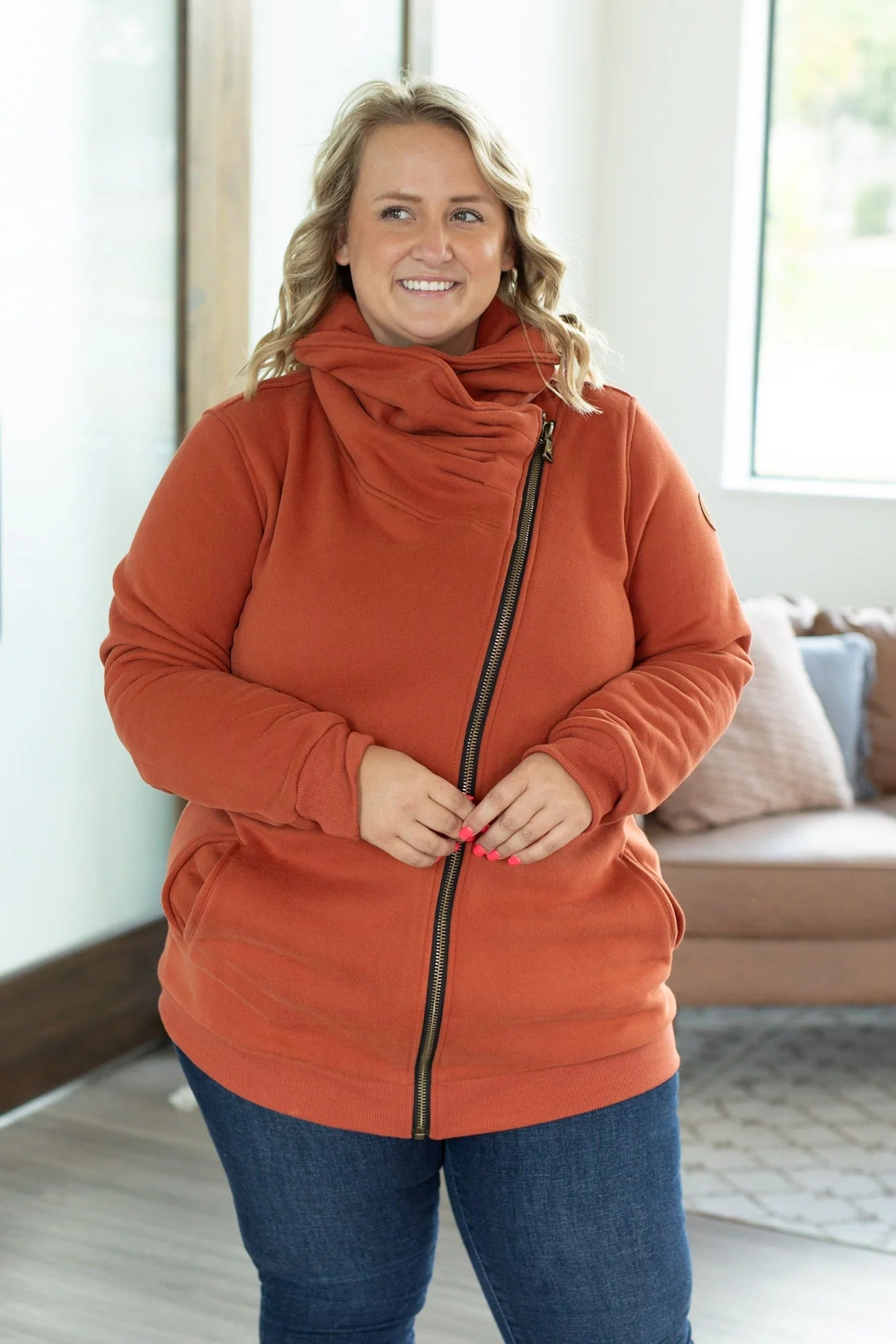 Quinn Zip-Up Cowl--Pumpkin