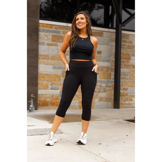 Cassandra Black Capri Luxe Leggings with Pockets