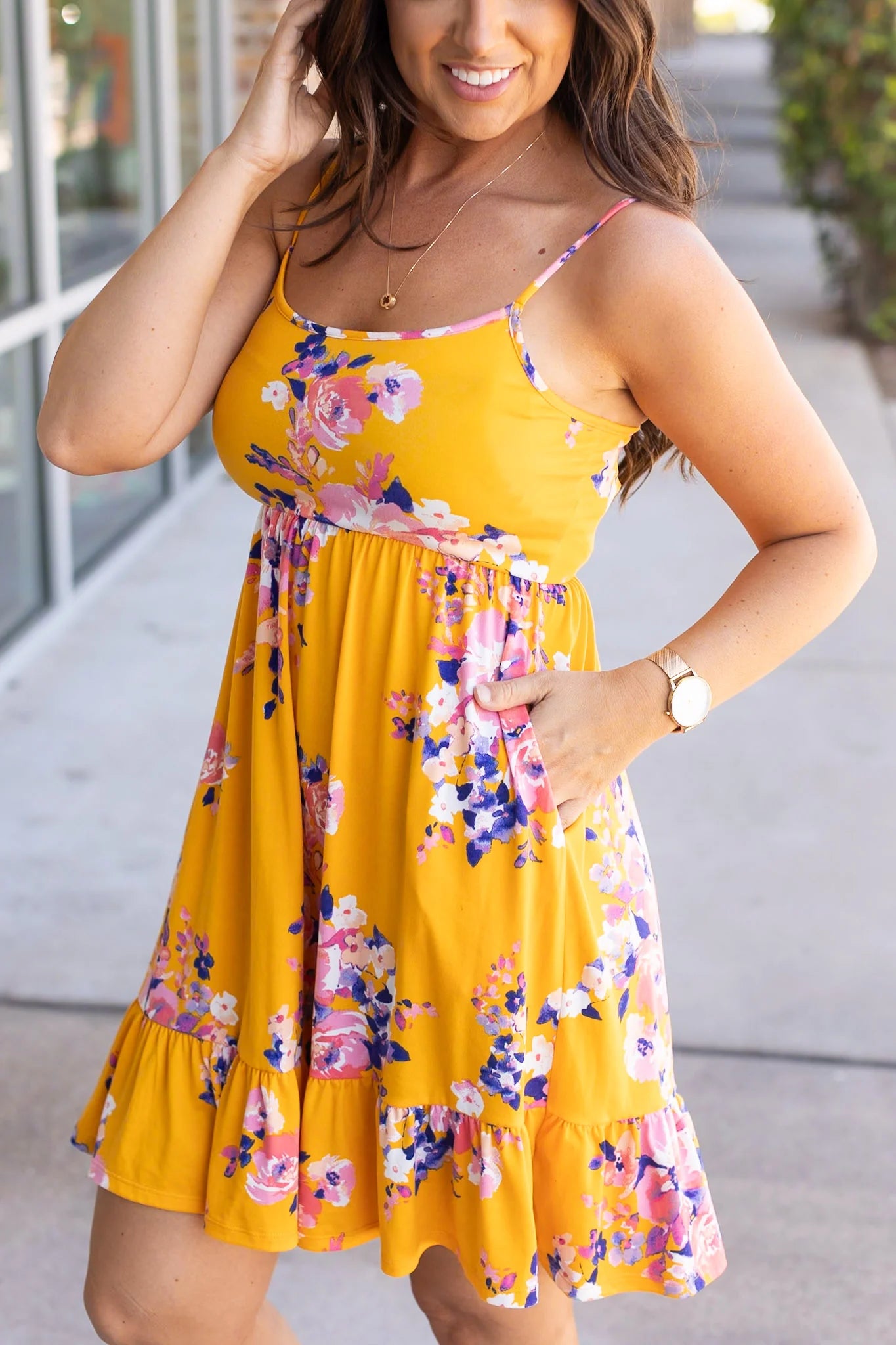 Rory Ruffle Dress--Golden Floral