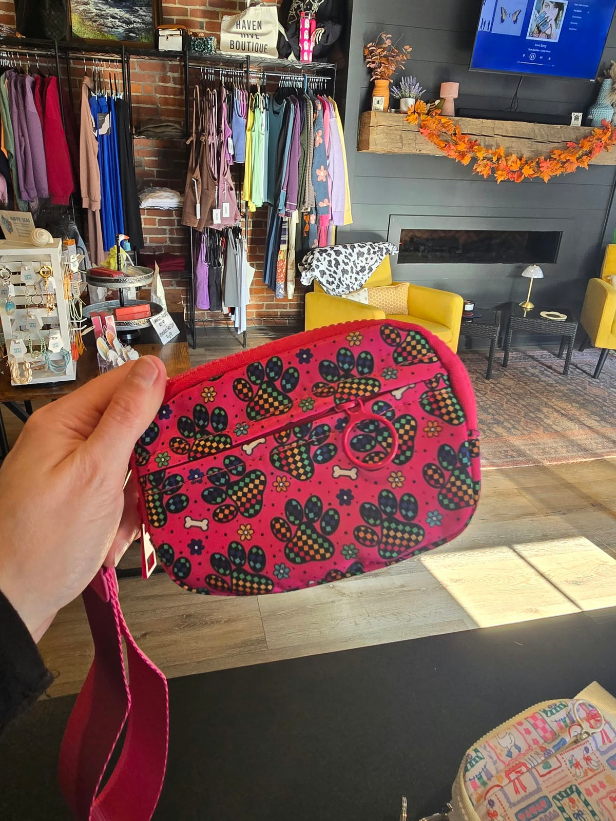 Checkered Paw Print Wristlet Wallet