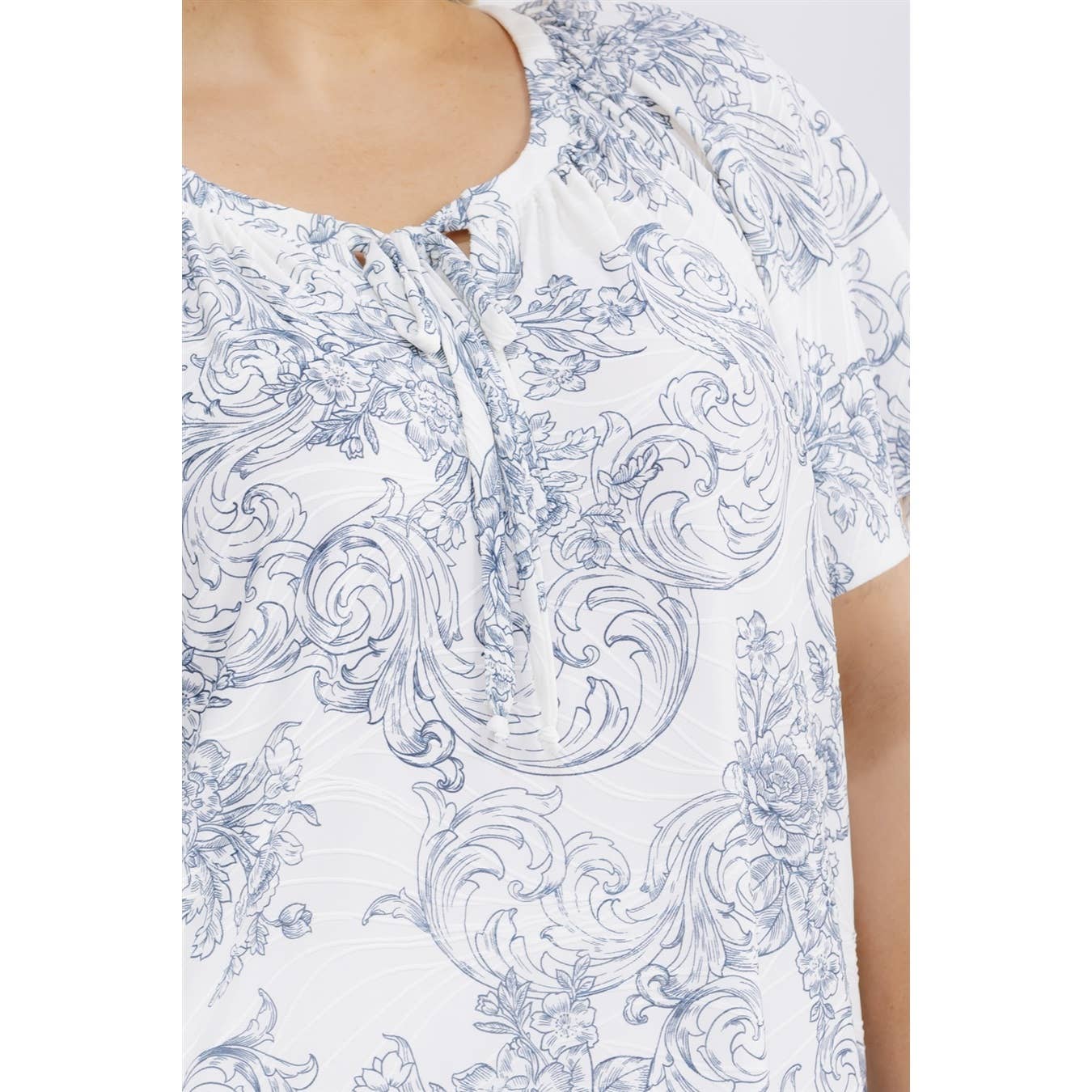 Plus Jacquard Peasant Top