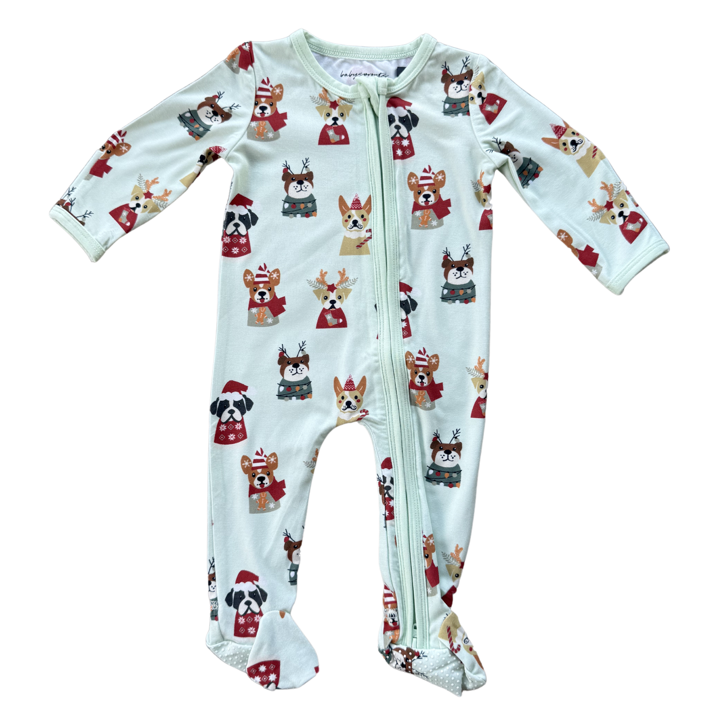 Christmas Dogs Bamboo Footie Romper
