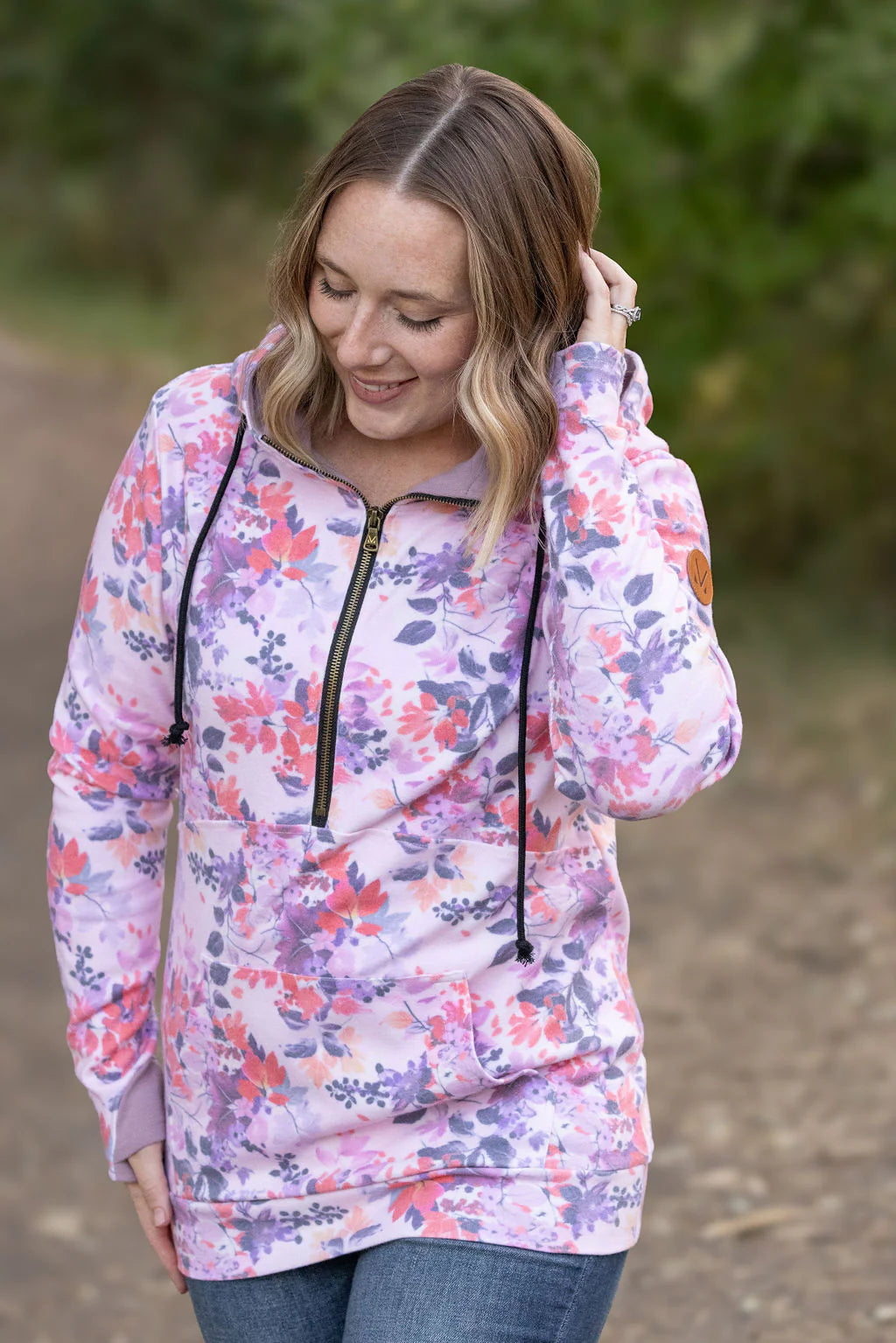 HalfZip Hoodie - Floral Leaves