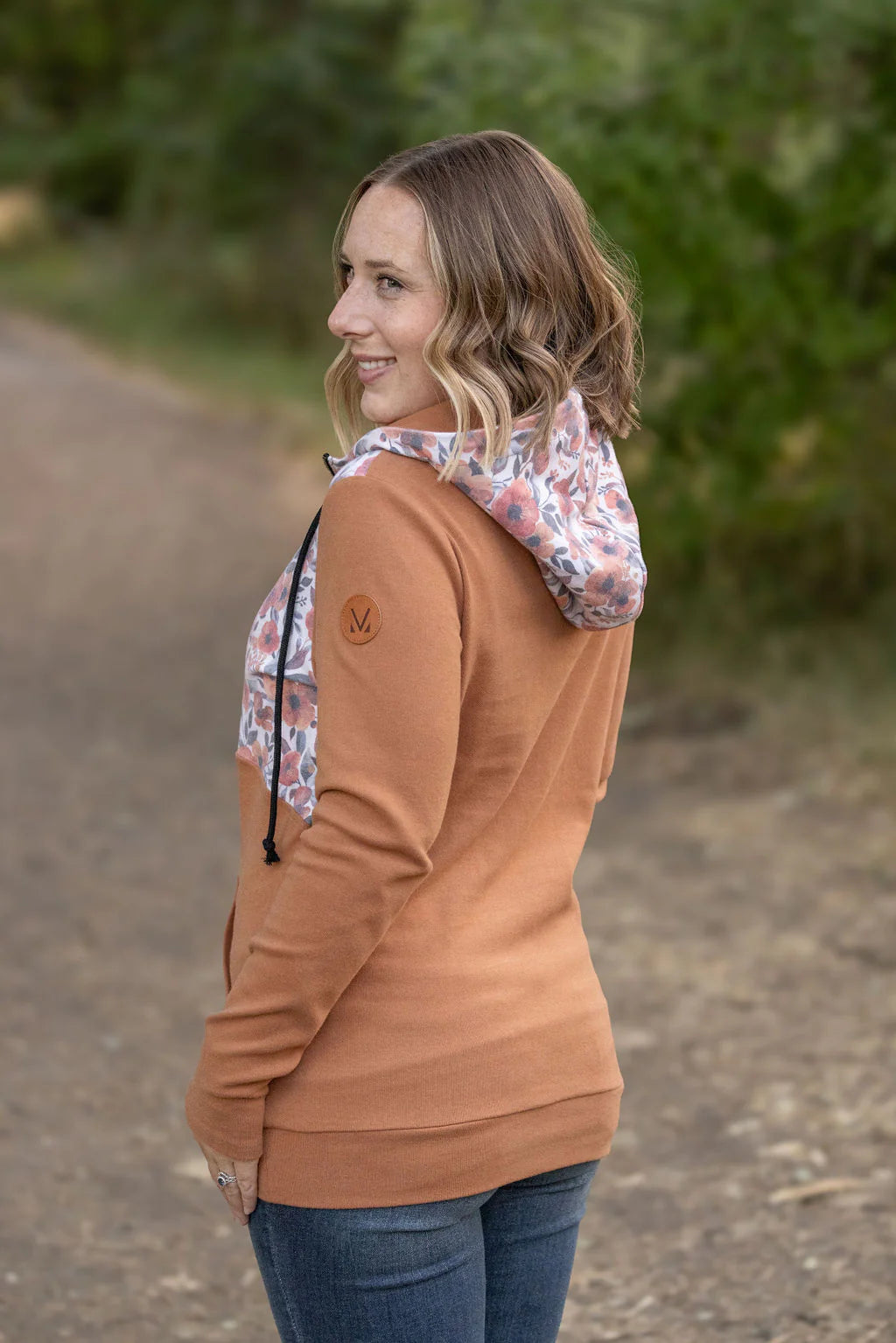 HalfZip Hoodie - Camel and Fall Floral Mix