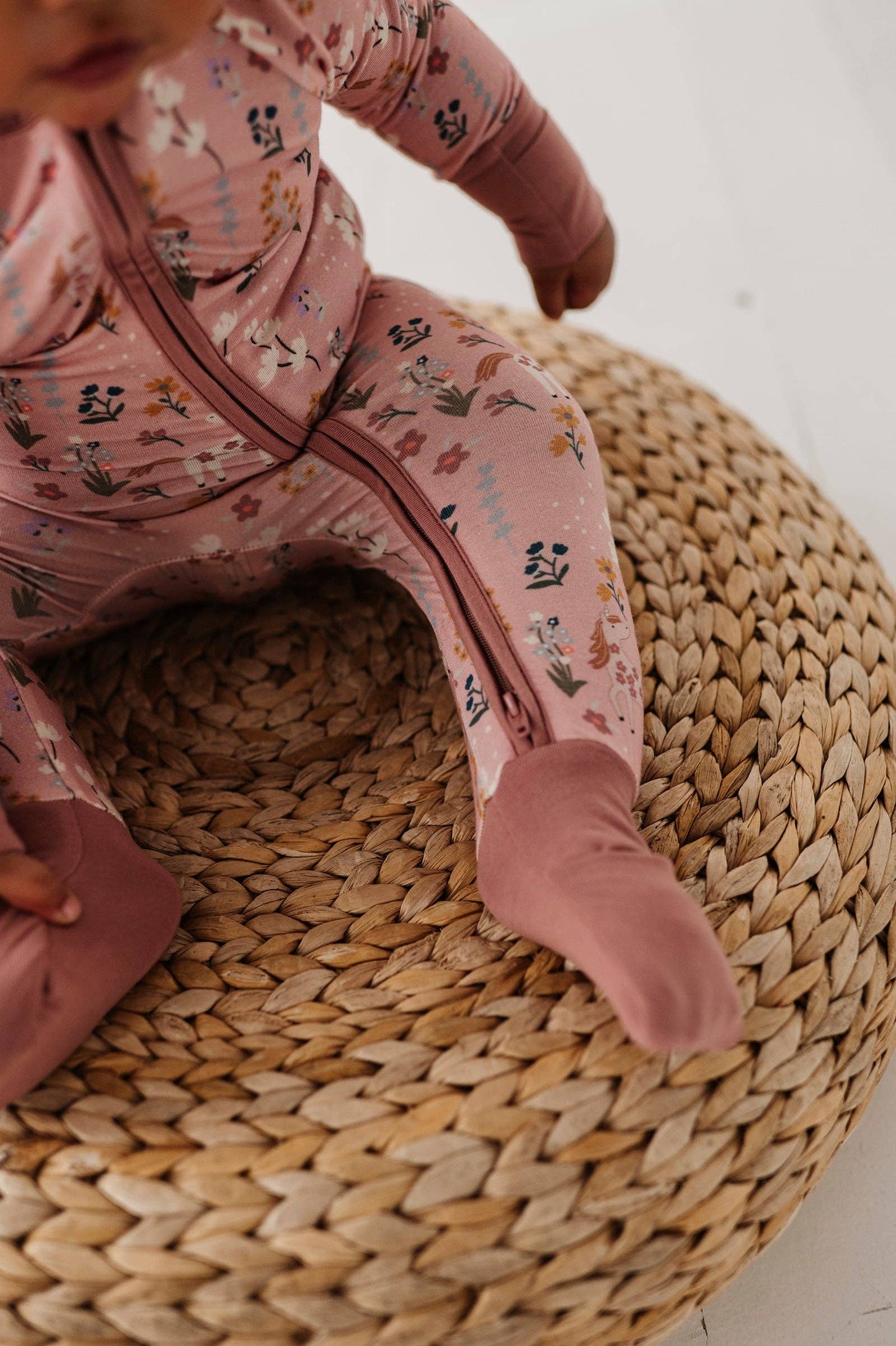 Botanical Long Sleeve Zip Romper Bamboo