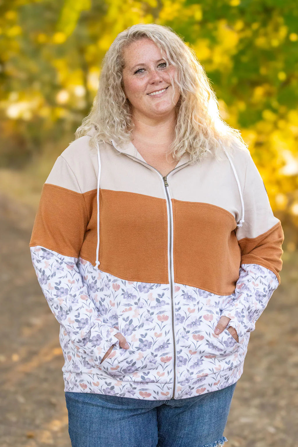 Colorblock Fullzip-- Harvest Floral Mix