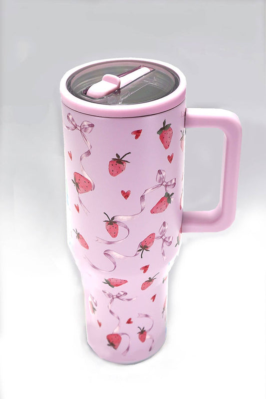 40oz Spill Free Travel Tumbler--Strawberry Pink