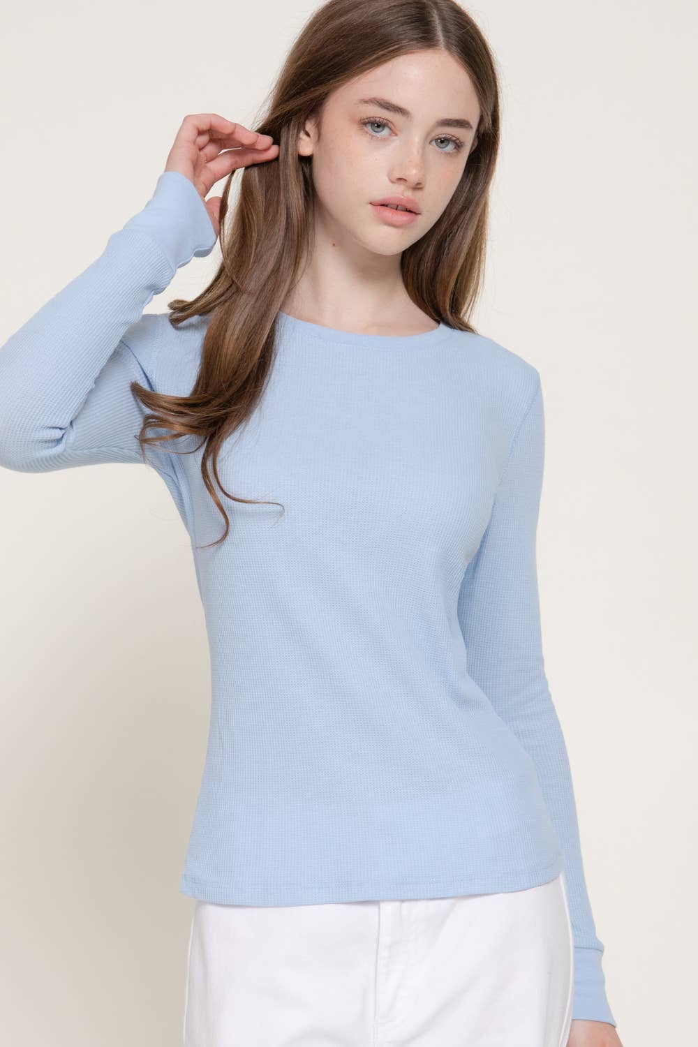 Long Sleeve Crew Neck Thermal Knit Top
