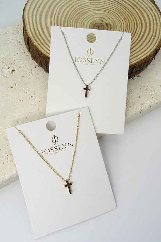 Classic Mini Cross Necklace (Silver or Gold)