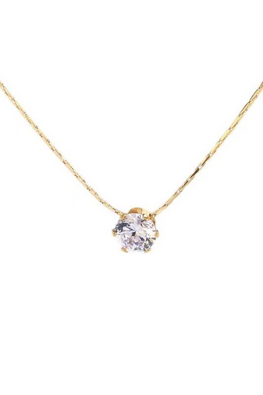 Classic Rhinestone Stone Charm Necklace