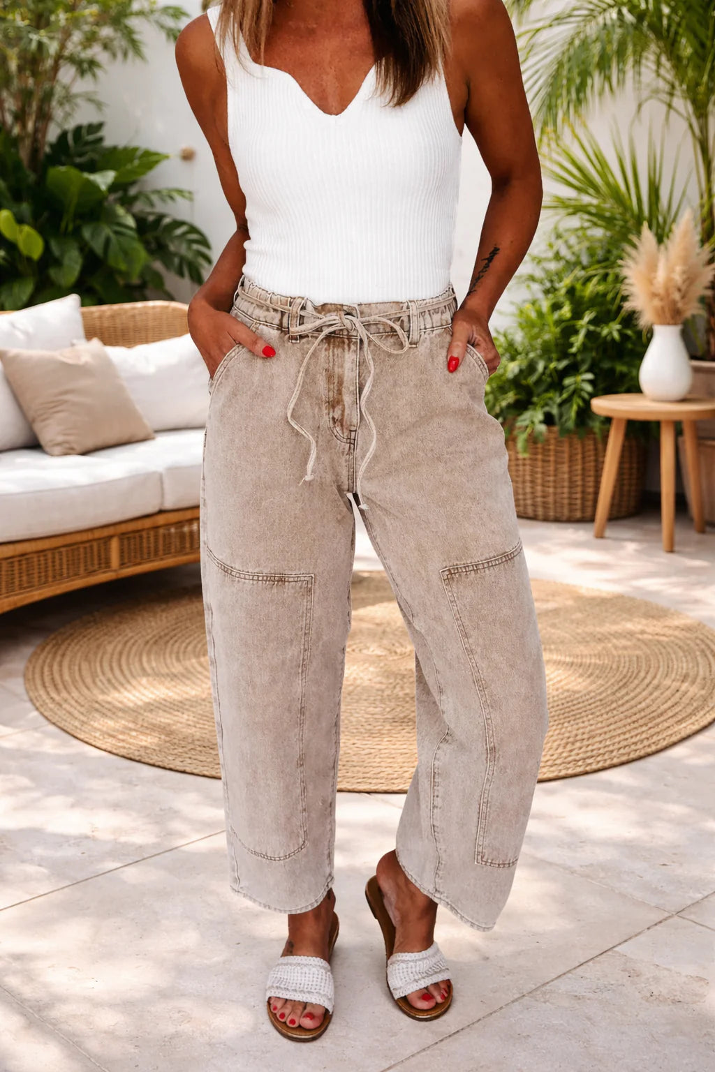Acid Wash Barrel Pants