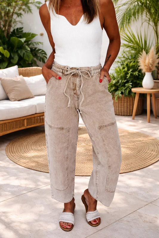 Acid Wash Barrel Pants