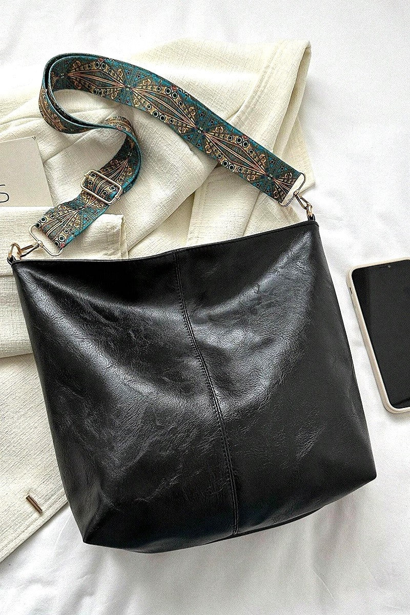 Adlee Zippered Retro Pattern Strap Crossbody Shoulder Bag (2 COLORS)
