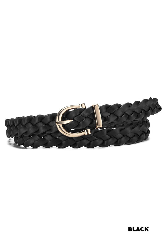 Black Woven Weave Pin Buckle Belt