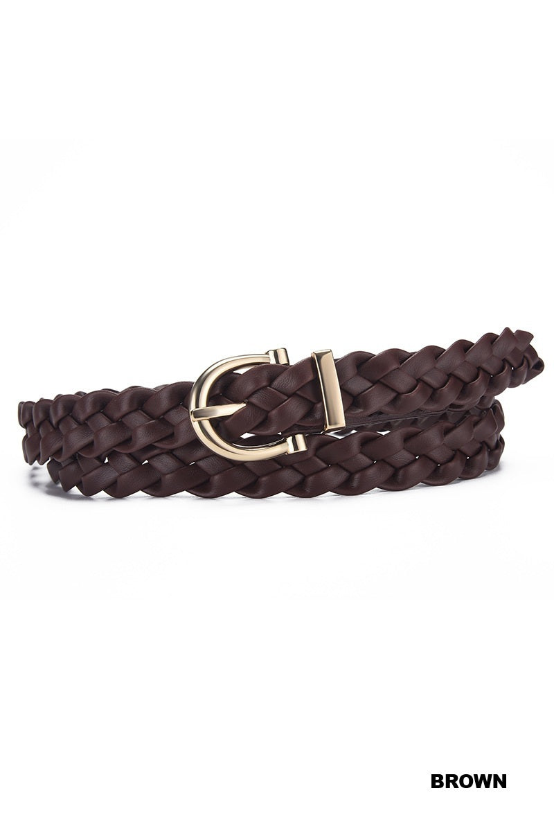 Brown Woven Weave Pin Buckle Belt