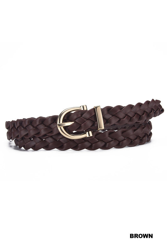 Brown Woven Weave Pin Buckle Belt